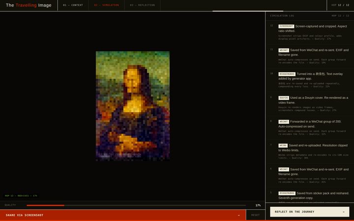 The Travelling Image interface