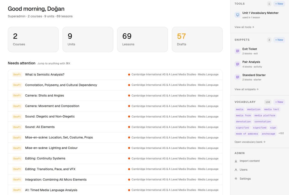 Cadence LMS dashboard